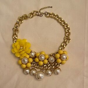 Yellow and Gold Floral Statement Necklace